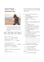 English Worksheet: november rain 