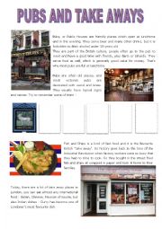 English Worksheet: pubs and take aways