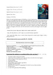 English Worksheet: Brave-Movie Worksheet [Part 1]