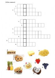 English Worksheet: Food crossword