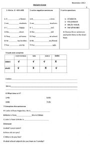 English Worksheet: verb to be and more