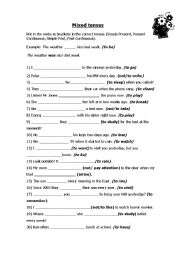 English Worksheet: Mixed tenses