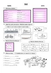 English Worksheet: Elementary test 3