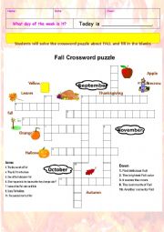 Fall Crossword puzzle