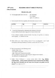 English Worksheet: helen keller