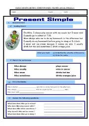 English Worksheet: Mikes daily rutine