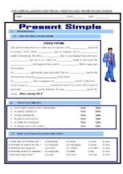 English Worksheet: Present Simple - Exercises and Johns Father daily rutine