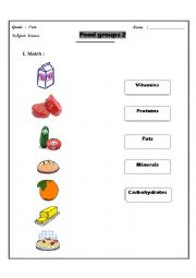 English Worksheet: food groups