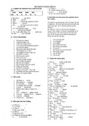 English Worksheet: revesion