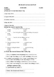 English Worksheet: 8th Grade 1st Term 3rd Exam