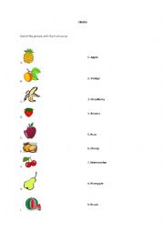 English Worksheet: Fruits