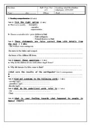 English Worksheet: end of term test3  