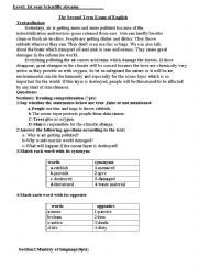 English Worksheet: pollution