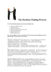 English Worksheet: Steps of the decision-making process