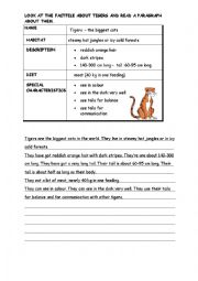 English Worksheet: writing about animals through factfiles