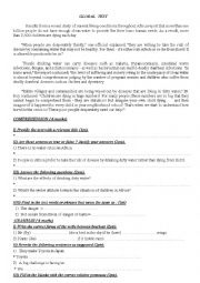 English Worksheet: pollution of water