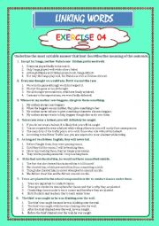 English Worksheet: LINKING WORDS Exercise 04 (Key included)