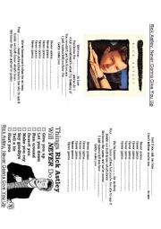 English Worksheet: Never gonna give you up, Rick Astley music gapfill