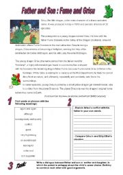 English Worksheet: Writing: Father and Son - Grisu, the little Dragon 