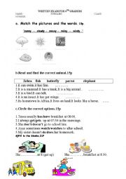 English Worksheet: 6th Grade Exam