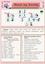 English Worksheet: Meet my Family - Part1