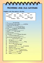 English Worksheet: proverbs and old sayings