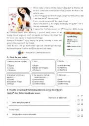 English Worksheet: Test about Mia Rose -
