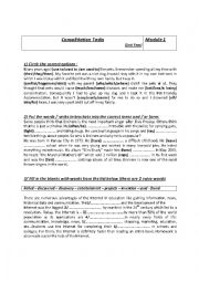 English Worksheet: consolidation first year sec