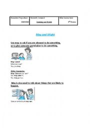 English Worksheet: may and might