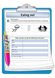 English Worksheet: Eating out