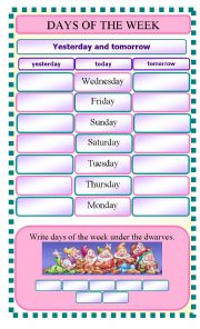 English Worksheet: Days of the week