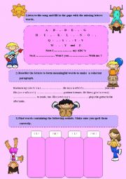 English Worksheet: ABC Song with various exercises