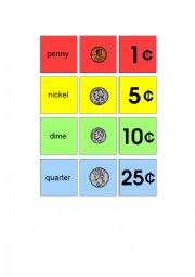 English Worksheet: Color Coded Coin Practice 