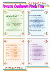 English Worksheet: Present Continuous Flash Test  (Template by Jecika)