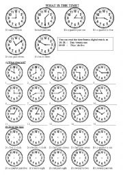 English Worksheet: What time is it?