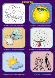 English Worksheet: It is rainy  ( lyrics+ pictures)