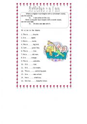 English Worksheet: article