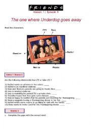 English Worksheet: Friends - Tv Series (season 1 - episode 9)