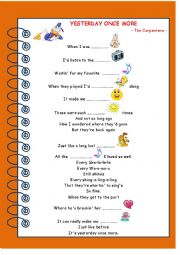 English Worksheet: Song: Yesterday Once More