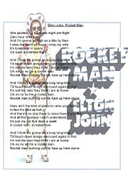 English Worksheet: Elton John Rocket Man Gapfill Handout