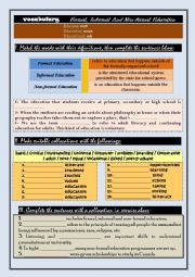 English Worksheet: formal, informal and non-formal education