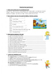 English Worksheet: Practise the past tense