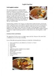 English Worksheet: Full Engish Breakfast