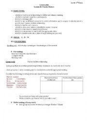 English Worksheet: Lesson Plan Lesson 22 Family Matters  for 1st year