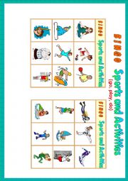 English Worksheet: Sports and Activities BINGO (PLAY, GO, DO)