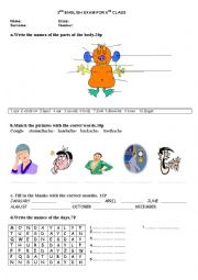 English Worksheet: 5th Grade 2nd EXAM