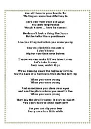 English Worksheet: Present simple song Killers, When you were young