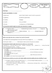 English Worksheet: exam: grammar, vocabulary and function