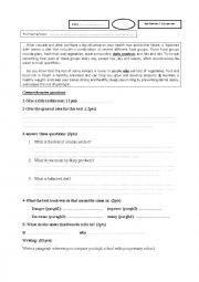 English Worksheet: test: reading and writing