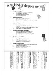English Worksheet: What kind of shopper are you